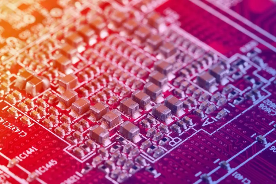 Surface mount devices such as resistors and capacitors on electronic printed circuit boards