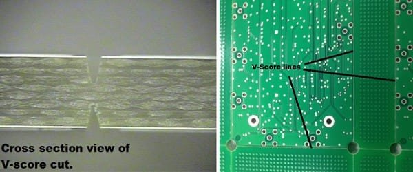 Cross Section View of V-score Cut