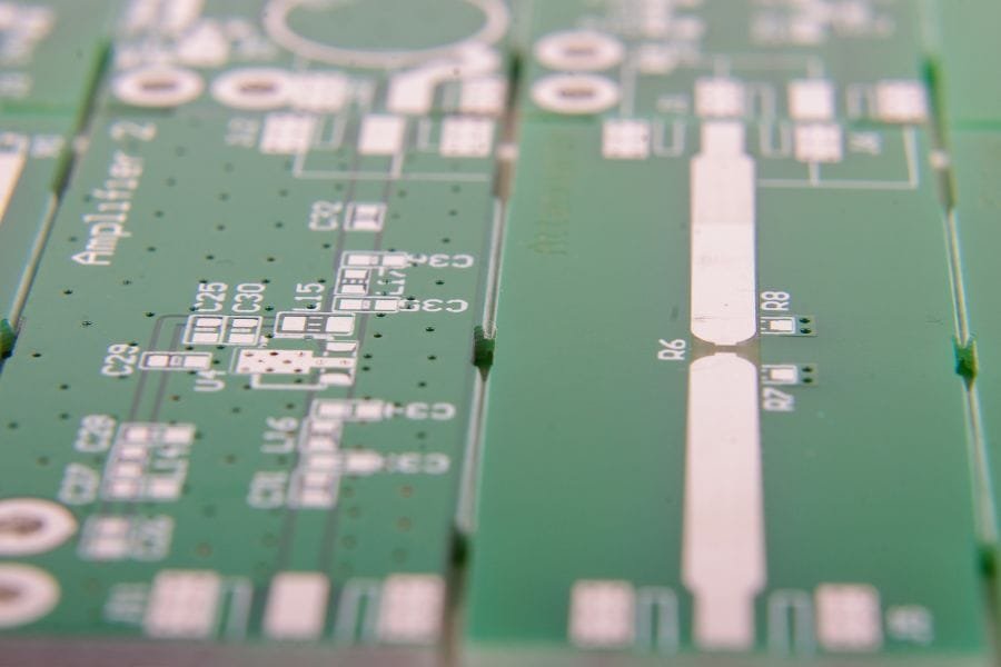 V-cut is a PCB profiling method that uses V-shaped grooves to separate individual PCBs from panels during mass production.